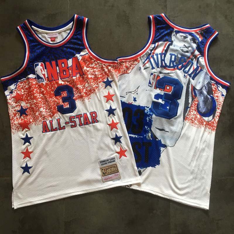 Men 2019 NBA Nike ALL Star Philadelphia 76ers 3 Iverson white Mitchell Ness jersey